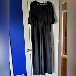 ASOS Black Scuba Gown with Lace Insets - 18 - NWT